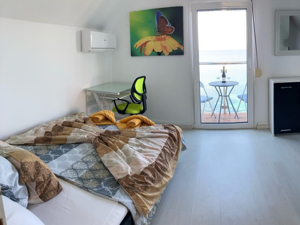bedroom small apartment with spectacular sea view